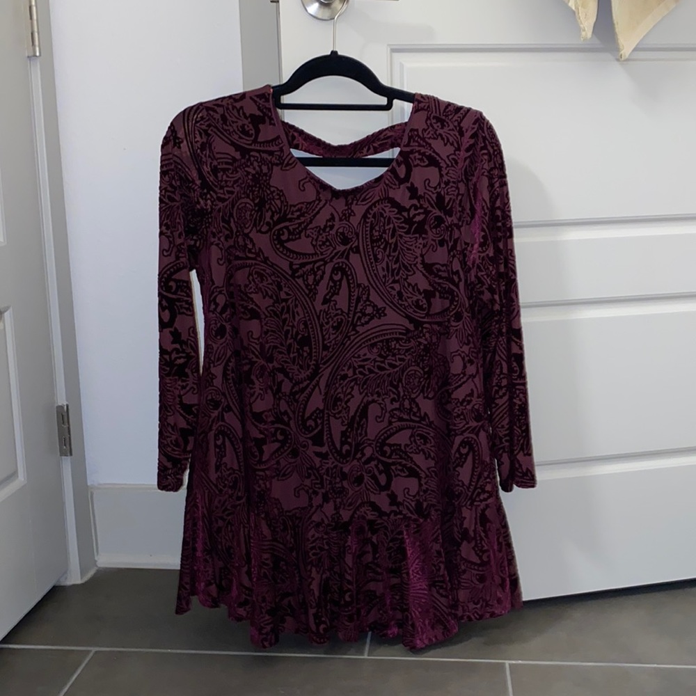 Maroon Long Sleeve Dress
